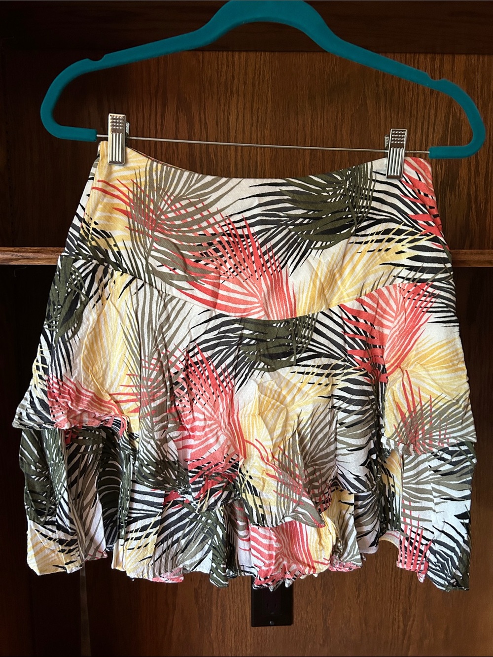 White House Black Market Yellow & Coral Floral Skirt